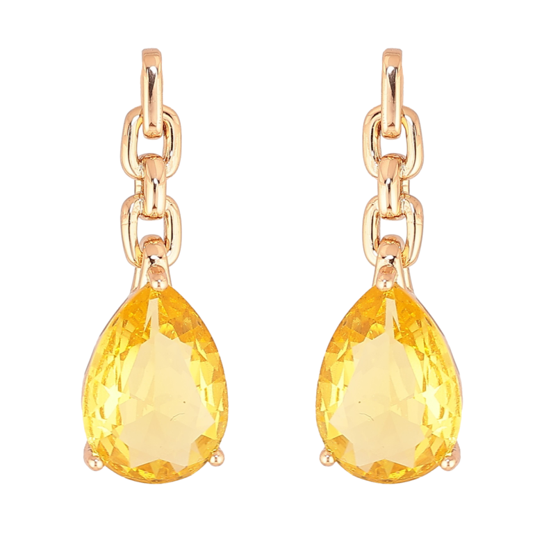 Серьги Xuping Позолота 18K пусеты Узор цепочка с желтыми кристаллами фото №1 Серьги Xuping Позолота 18K пусеты Узор цепочка с желтыми кристаллами фото №1