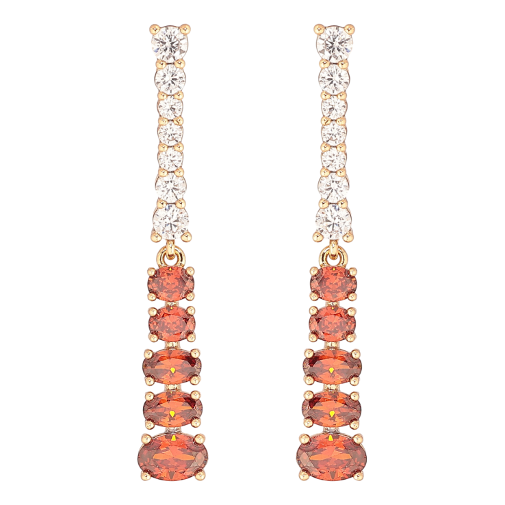 Сережки Xuping Позолота 18K пусети «Доріжки біло-червоних кристалів» фото №10