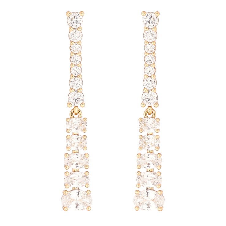 Сережки Xuping Позолота 18K пусети «Доріжки кристалів» фото №8