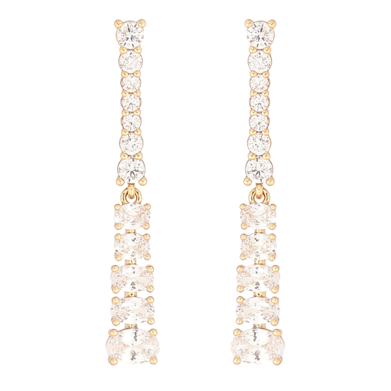 Сережки Xuping Позолота 18K пусети «Доріжки кристалів» фото №3