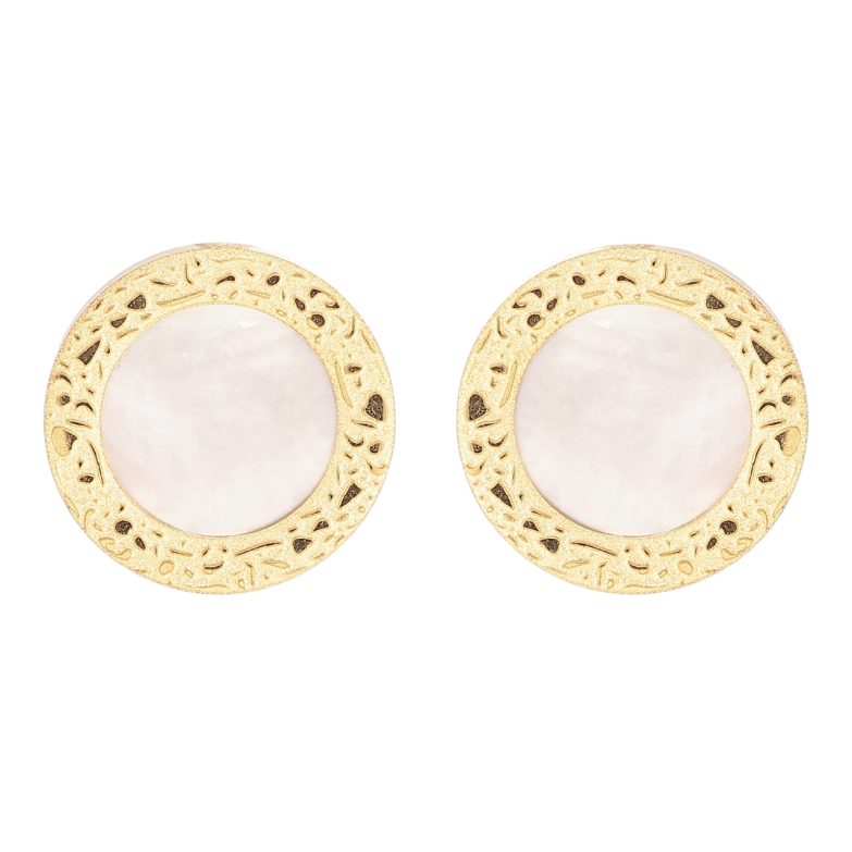 Сережки Xuping TTM Stainless Steel колір 14К пусети «Кола з перламутровими вставками» фото №1