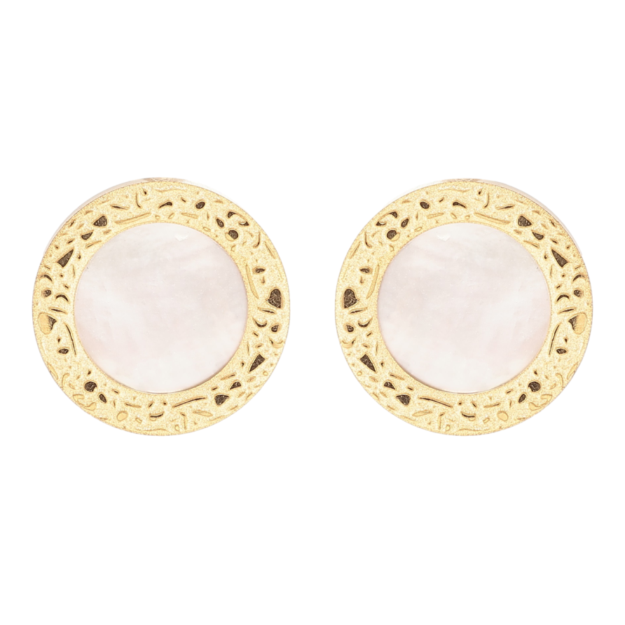 Сережки Xuping TTM Stainless Steel колір 14К пусети «Кола з перламутровими вставками» фото №1