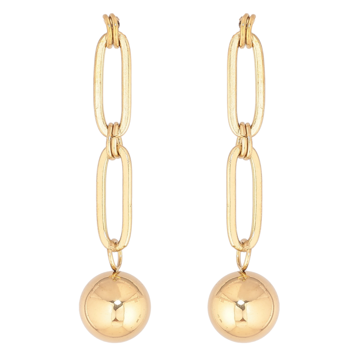 Сережки Xuping TTM Stainless Steel колір 14К пусети «Підвіски з кульками» фото №3