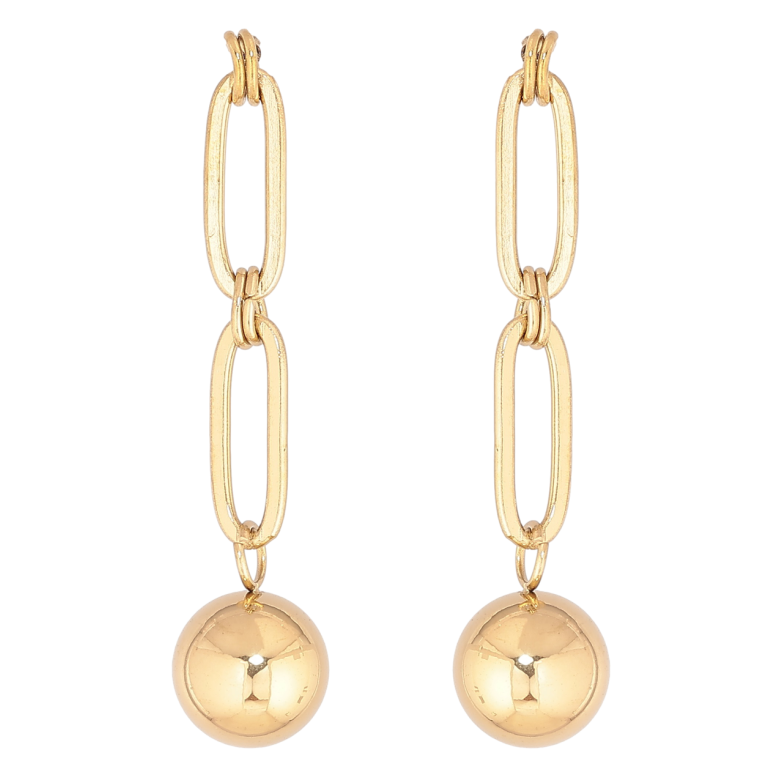 Сережки Xuping TTM Stainless Steel колір 14К пусети «Підвіски з кульками» фото №2