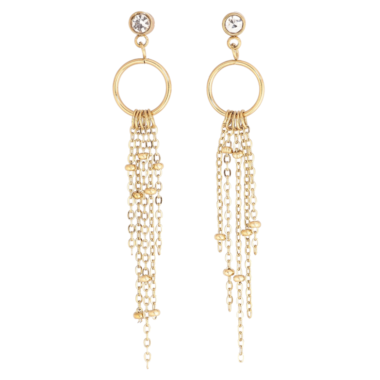 Сережки Xuping TTM Stainless Steel колір 14К пусети «Декоративні підвіски з ланцюжками» фото №1