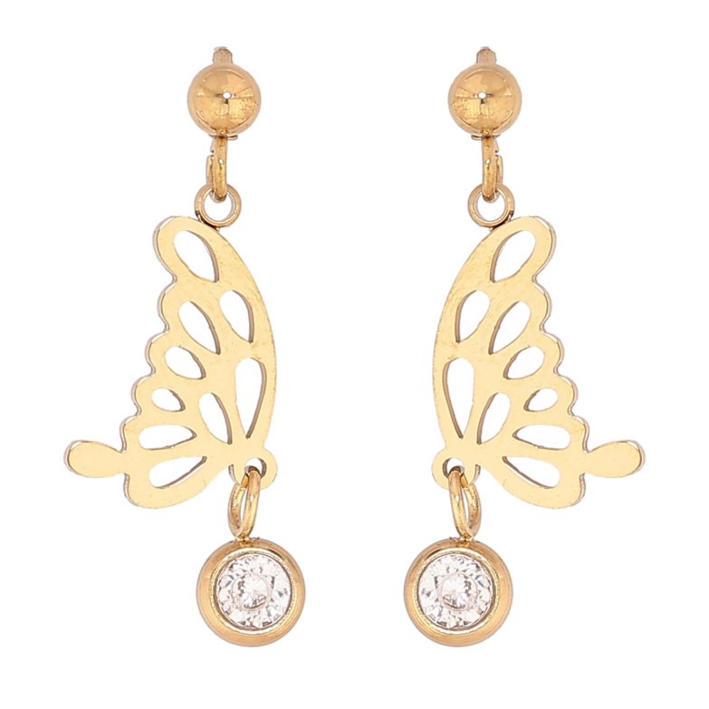 Сережки Xuping TTM Stainless Steel колір 14К пусети «Метелики з кристалами» фото №1