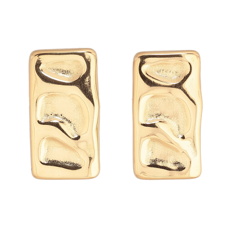 Сережки Xuping TTM Stainless Steel колір 14К пусети «Декоративні прямокутники» фото №1