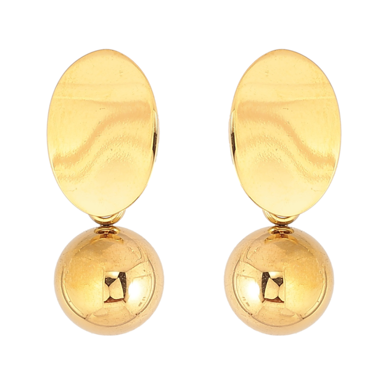 Сережки Xuping TTM Stainless Steel колір 14К пусети «Овали з підвісками кульками» фото №1