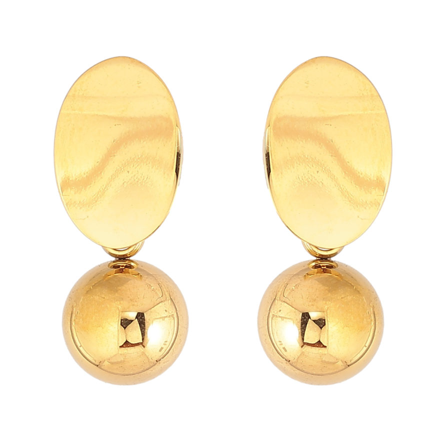 Сережки Xuping TTM Stainless Steel колір 14К пусети «Овали з підвісками кульками» фото №1