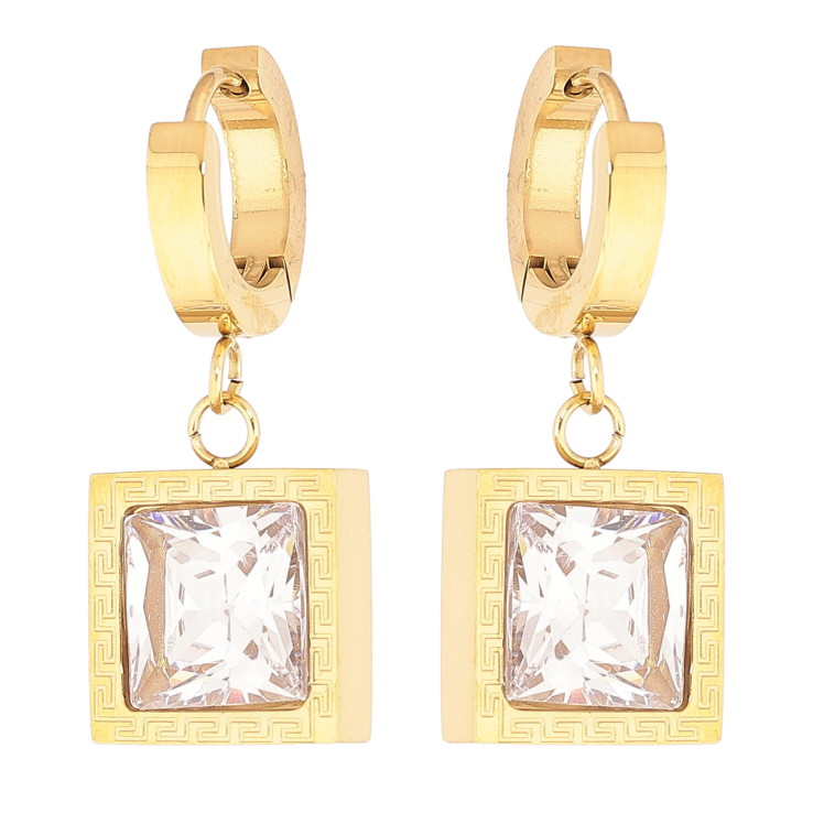 Сережки Xuping TTM Stainless Steel колір 14К підвіски на колечках «Кришталеві підвіски» фото №5