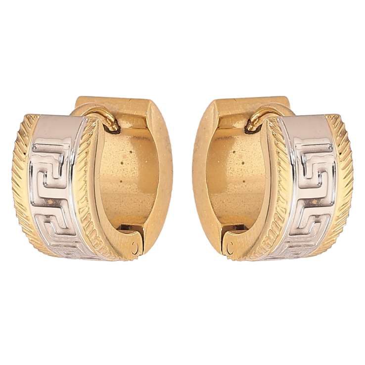 Сережки Xuping TTM Stainless Steel колір 14К + Родій колечка «Грецький орнамент» фото №16