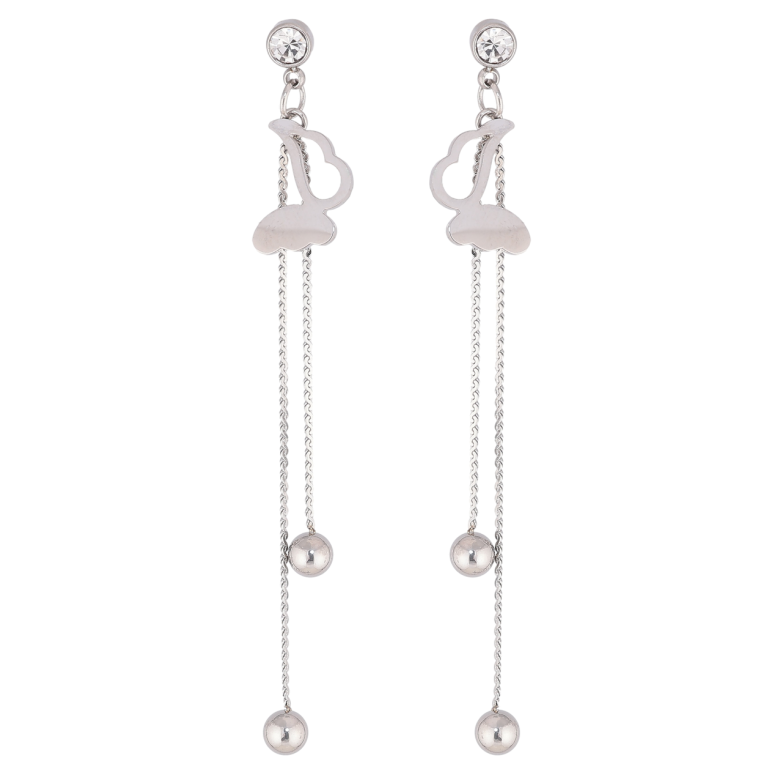 Серьги Xuping TTM Stainless Steel цвет Родий пусеты Подвески с бабочками фото №1