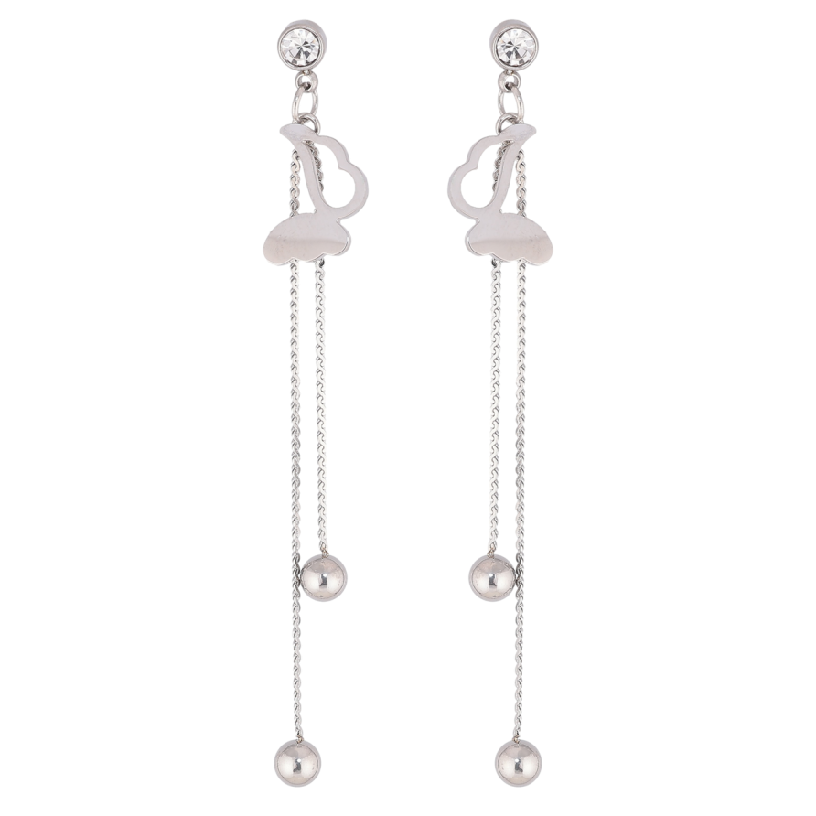 Серьги Xuping TTM Stainless Steel цвет Родий пусеты Подвески с бабочками фото №1