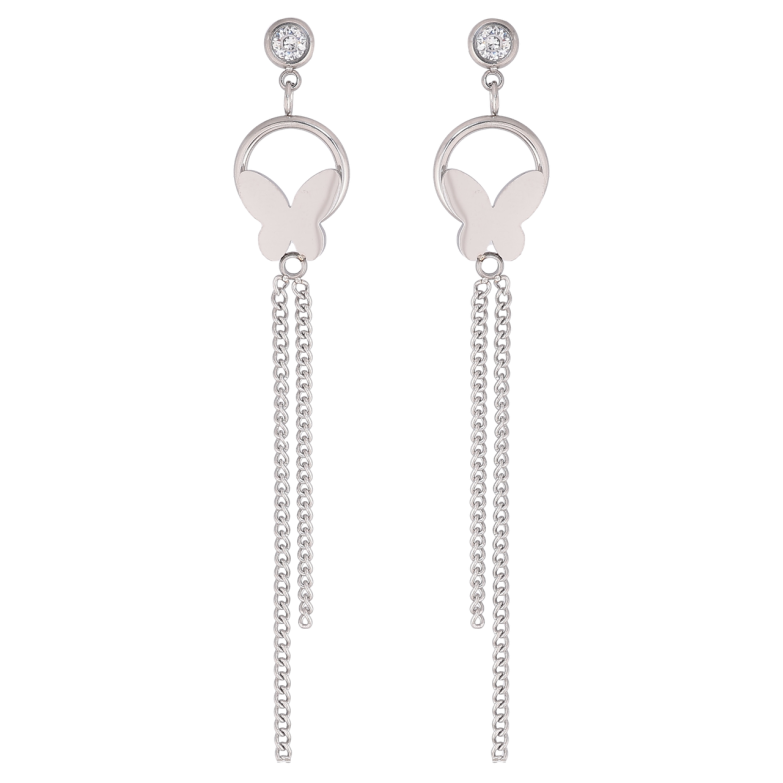 Серьги Xuping TTM Stainless Steel цвет Родий пусеты Подвески с бабочками фото №11