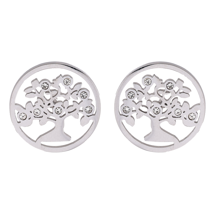 Сережки Xuping TTM Stainless Steel колір Родій пусети «Дерево в колечку» ø 14мм фото №13