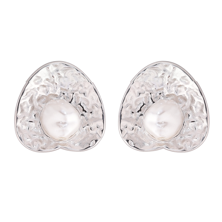 Сережки Xuping TTM Stainless Steel колір Родій пусети «Декоративний візерунок з перлинами» фото №14