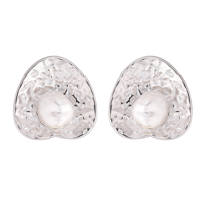 Серьги Xuping TTM Stainless Steel цвет Родий пусеты Декоративный узор с жемчужинами фото №17