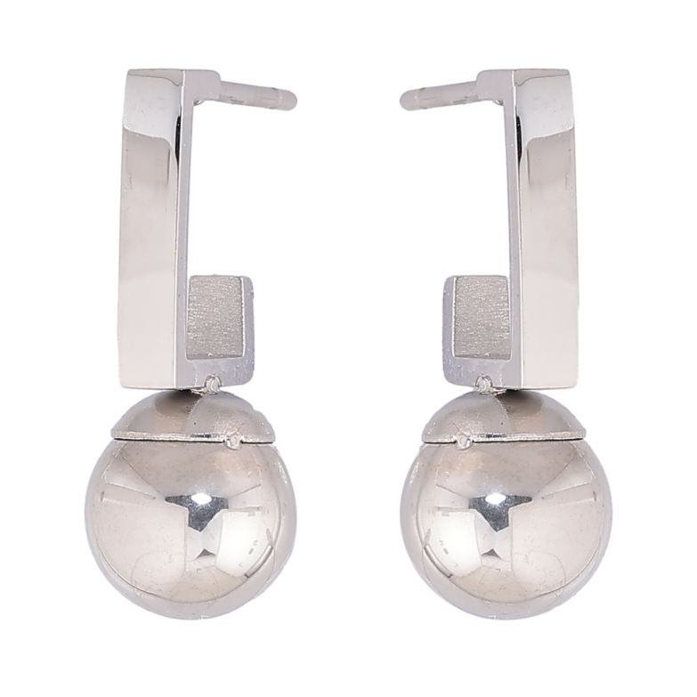 Сережки Xuping TTM Stainless Steel колір Родій пусети «Кульки на дужках» фото №1