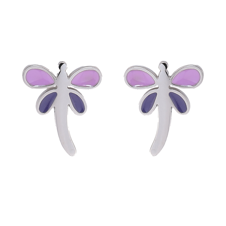 Сережки Xuping TTM Stainless Steel колір Родій пусети «Бабки з кольоровою емаллю» фото №11