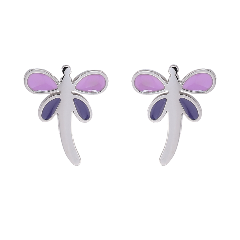 Серьги Xuping TTM Stainless Steel цвет Родий пусеты Стрекозы с цветной эмалью фото №1