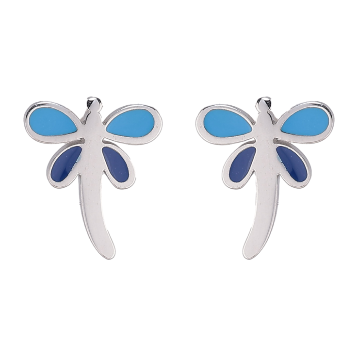 Серьги Xuping TTM Stainless Steel цвет Родий пусеты Стрекозы с цветной эмалью фото №25