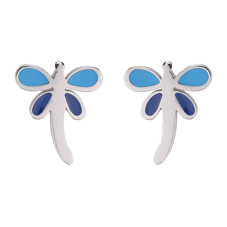 Сережки Xuping TTM Stainless Steel колір Родій пусети «Бабки з кольоровою емаллю» фото №9