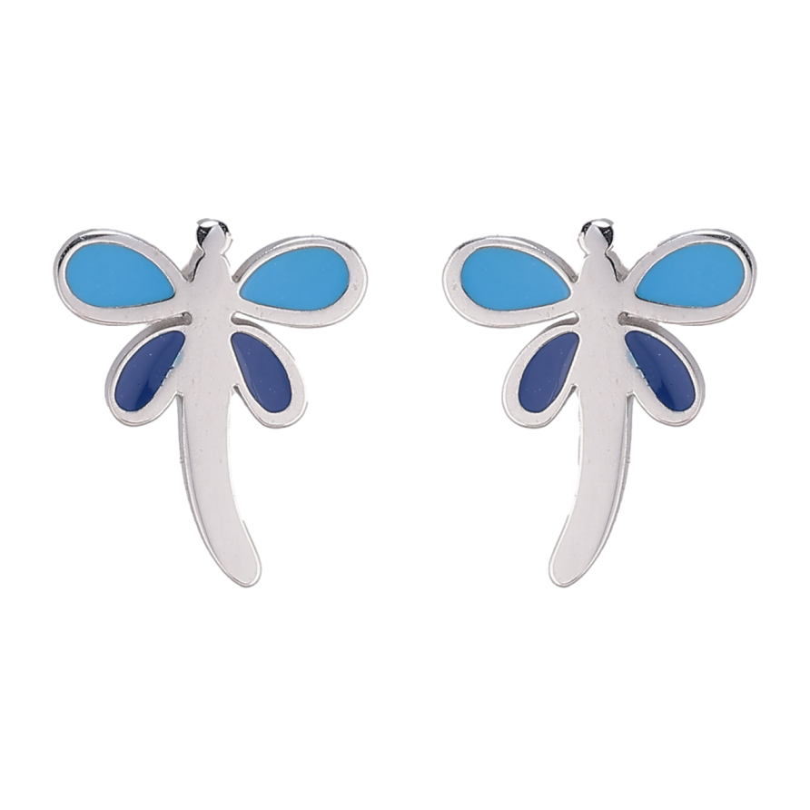 Сережки Xuping TTM Stainless Steel колір Родій пусети «Бабки з кольоровою емаллю» фото №1