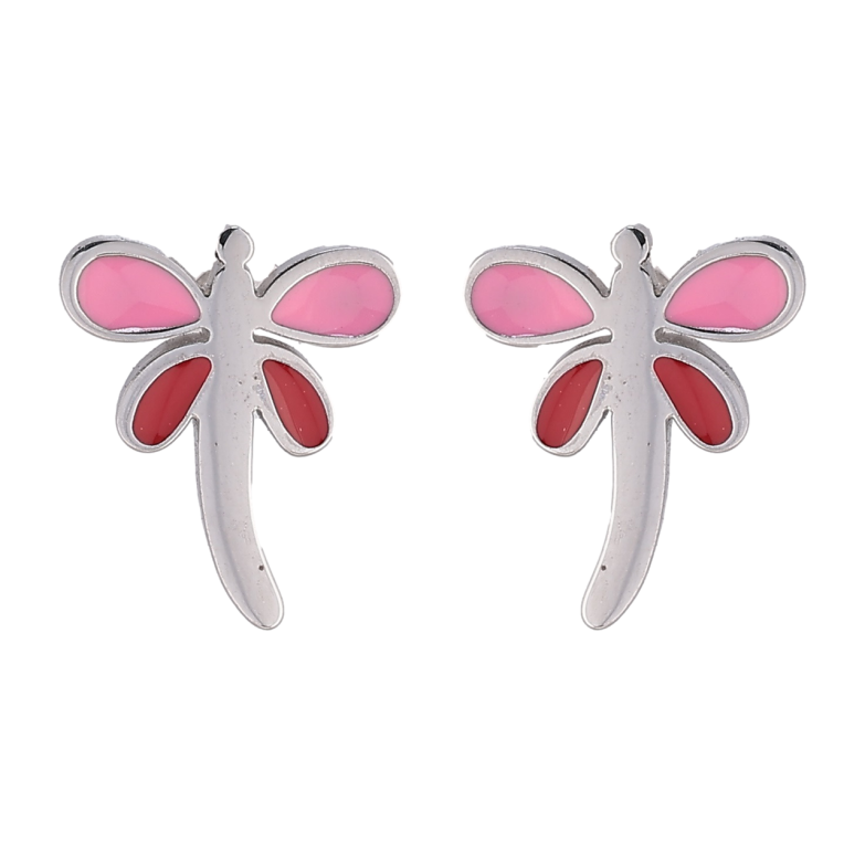 Сережки Xuping TTM Stainless Steel колір Родій пусети «Бабки з кольоровою емаллю» фото №17