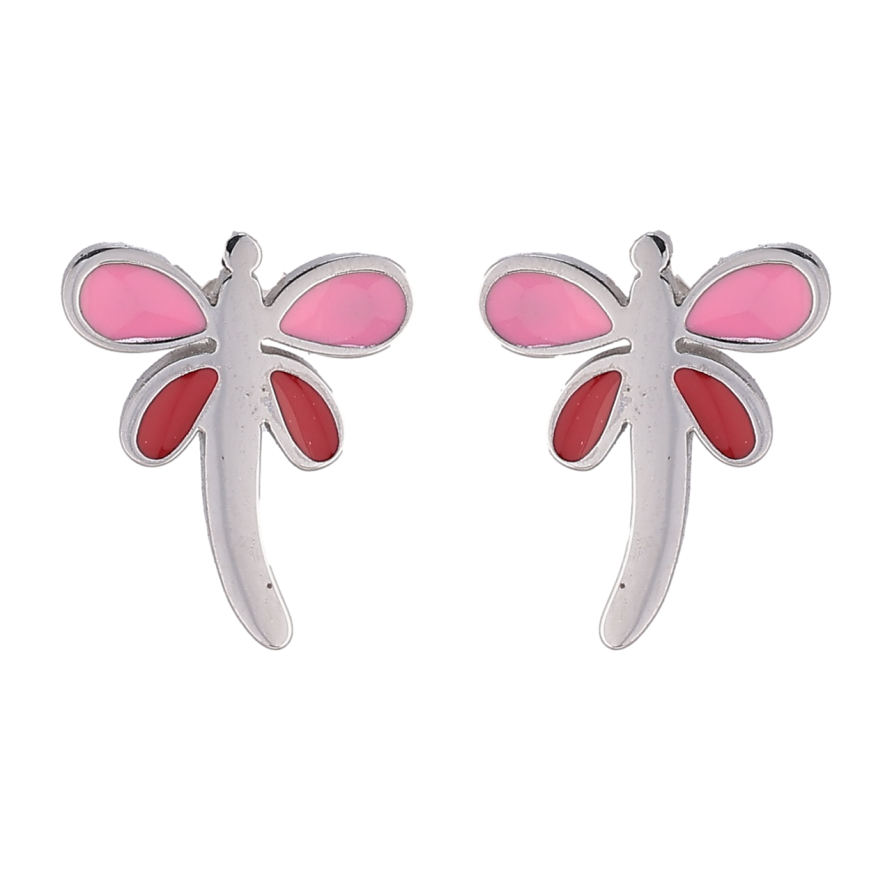 Сережки Xuping TTM Stainless Steel колір Родій пусети «Бабки з кольоровою емаллю» фото №1