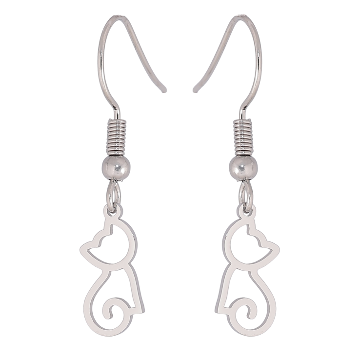 Сережки Xuping TTM Stainless Steel колір Родій французький замок «Котики» фото №3 Сережки Xuping TTM Stainless Steel колір Родій французький замок «Котики» фото №3