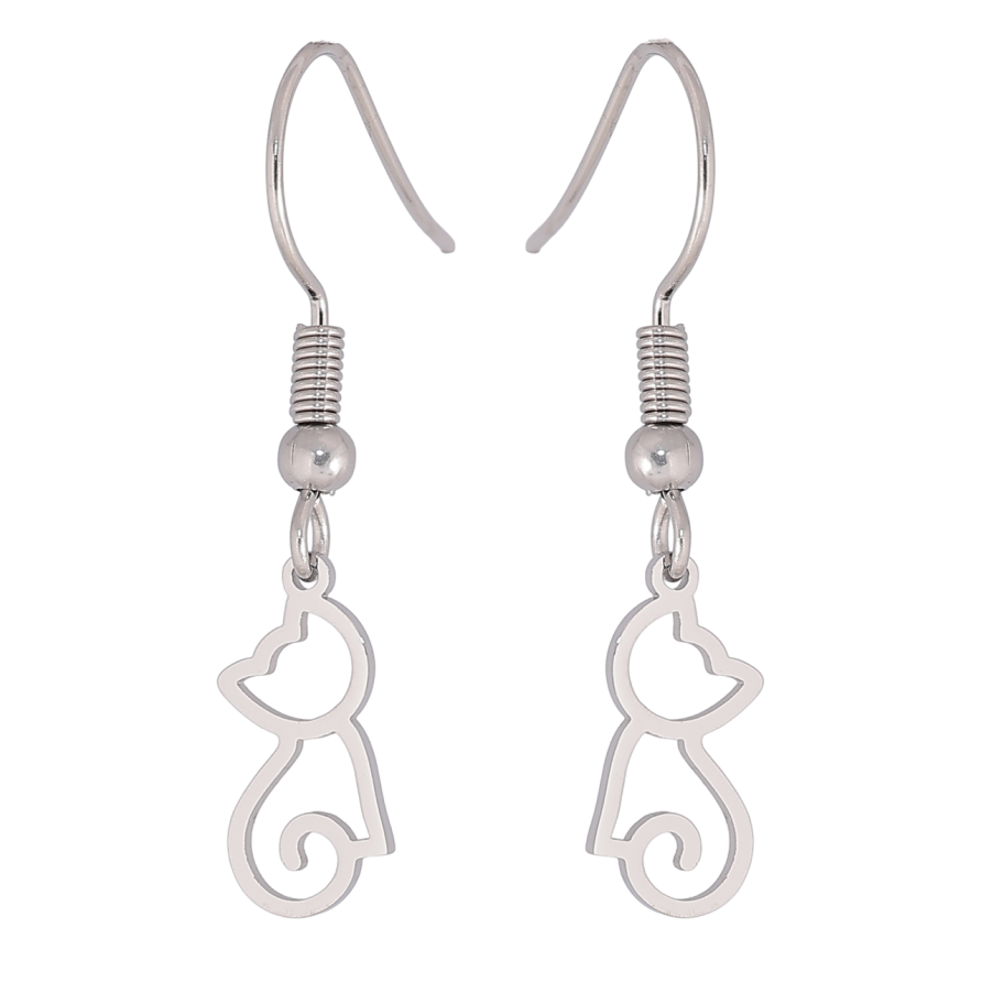 Сережки Xuping TTM Stainless Steel колір Родій французький замок «Котики» фото №1