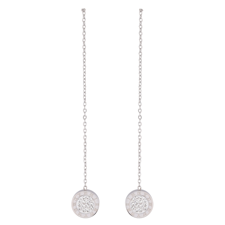 Сережки Xuping TTM Stainless Steel колір Родій пусети «Круглі підвіски» ø 8мм фото №1