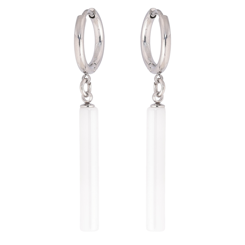 Серьги Xuping TTM Stainless Steel цвет Родий подвески на колечках Подвески из белой керамики фото №4