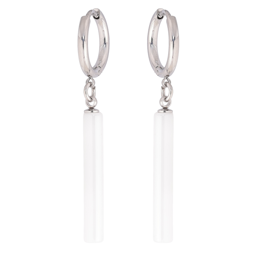Серьги Xuping TTM Stainless Steel цвет Родий подвески на колечках Подвески из белой керамики фото №1