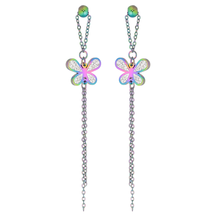 Сережки Xuping TTM Stainless Steel колір Хамелеон пусети «Декоративні підвіски з метеликами» фото №24
