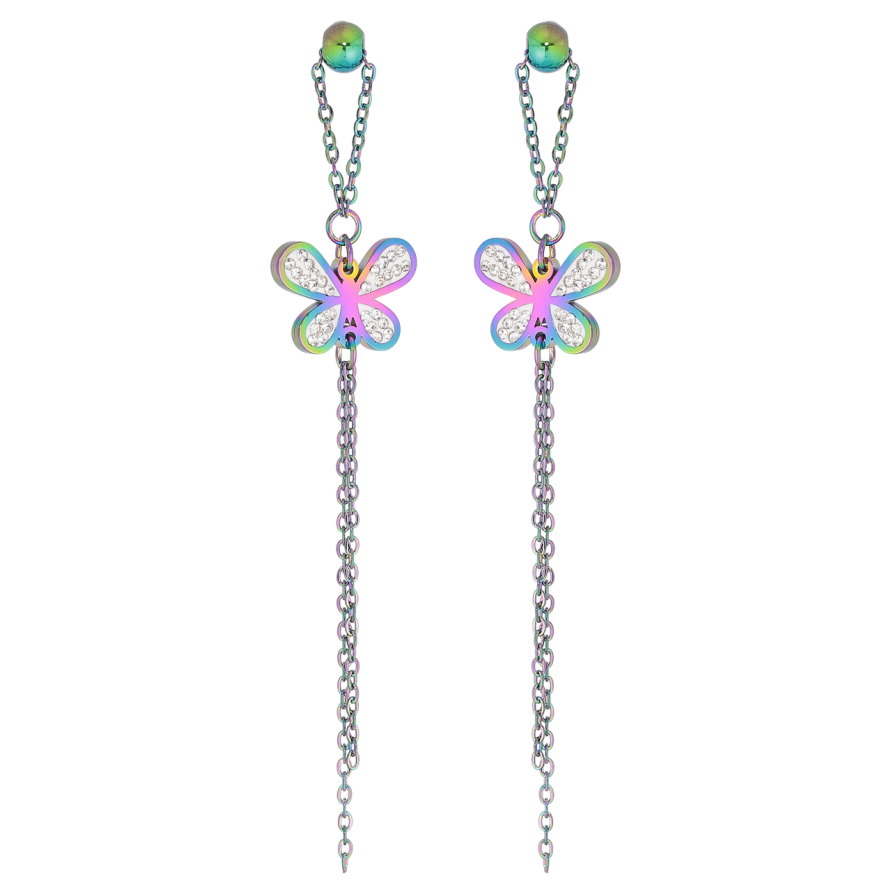 Сережки Xuping TTM Stainless Steel колір Хамелеон пусети «Декоративні підвіски з метеликами» фото №1
