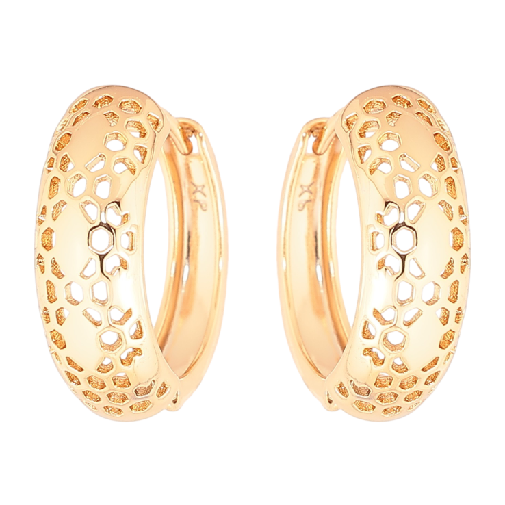 Серьги Xuping Позолота 18K колечки Резной узор фото №21