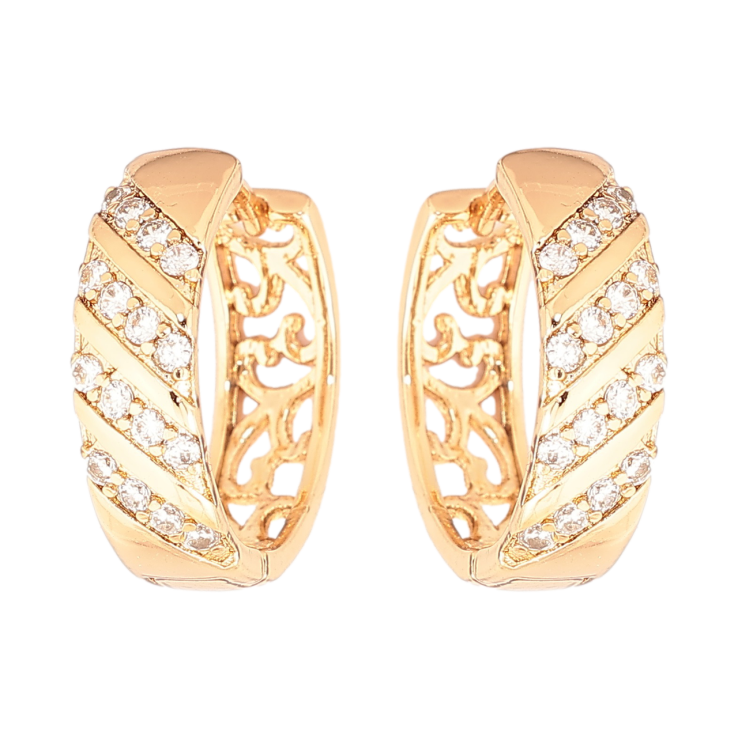 Сережки Xuping Позолота 18K колечка «Візерунок з кристалами» фото №7