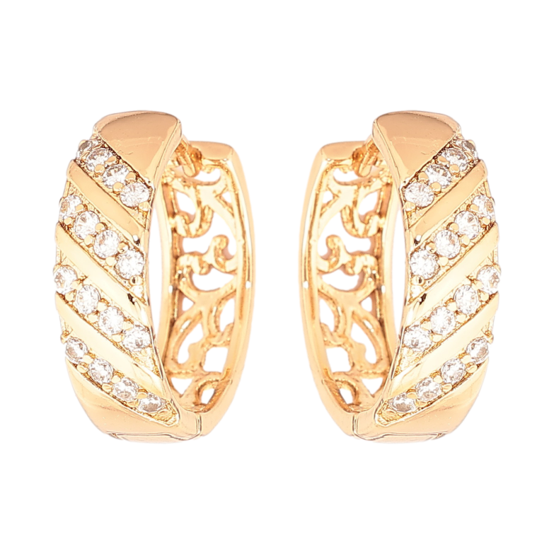 Серьги Xuping Позолота 18K колечки Узор с кристаллами фото №1