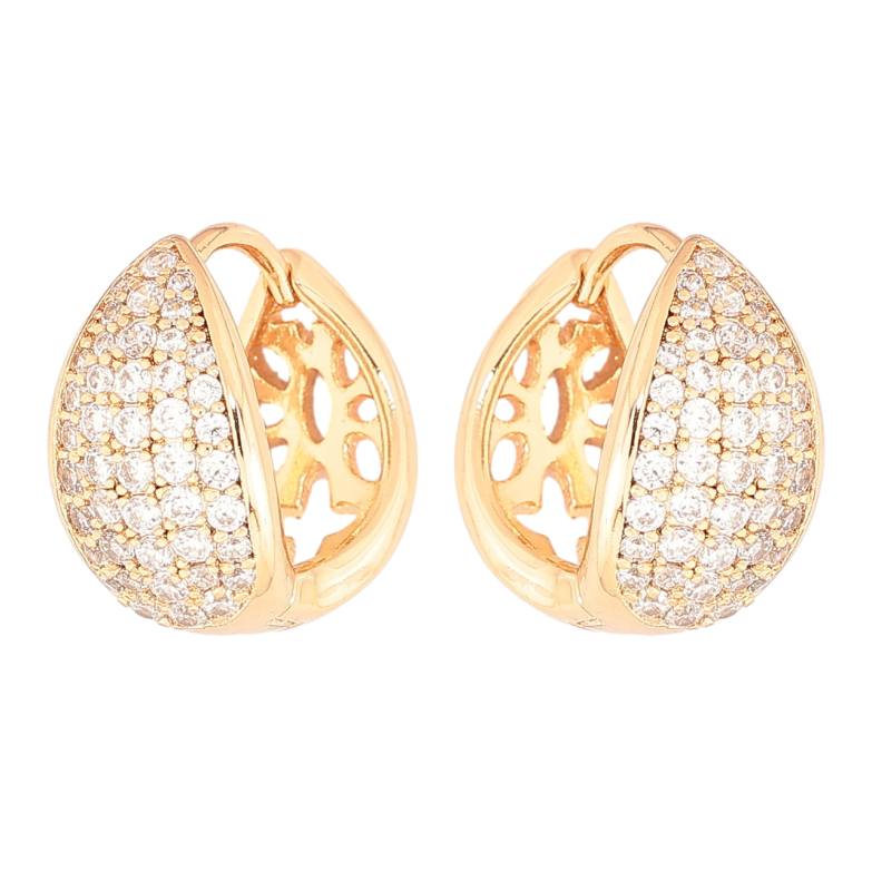 Сережки Xuping Позолота 18K колечка «Інкрустація кристалами» фото №1 Сережки Xuping Позолота 18K колечка «Інкрустація кристалами» фото №1