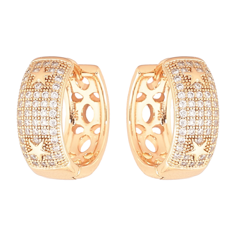 Серьги Xuping Позолота 18K колечки Инкрустация кристаллами с звездами фото №1