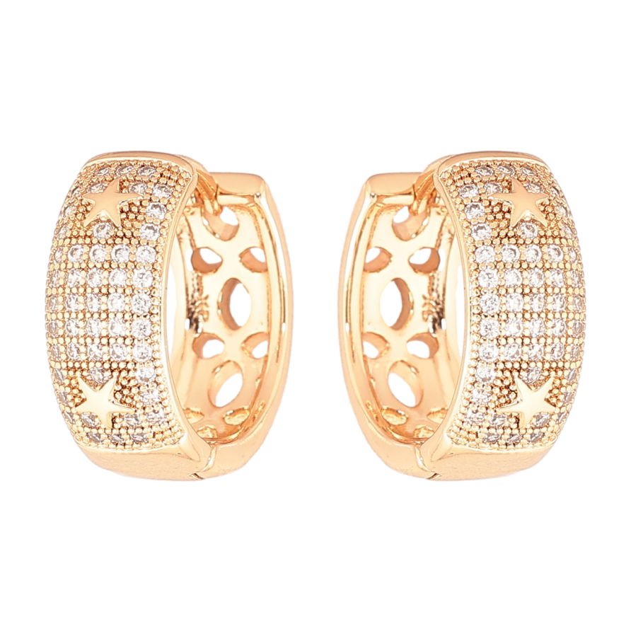 Сережки Xuping Позолота 18K колечка «Інкрустація кристалами з зірками» фото №1