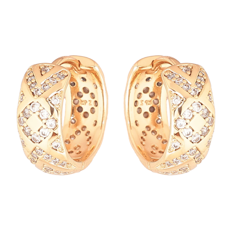 Серьги Xuping Позолота 18K колечки Узор с кристаллами фото №4