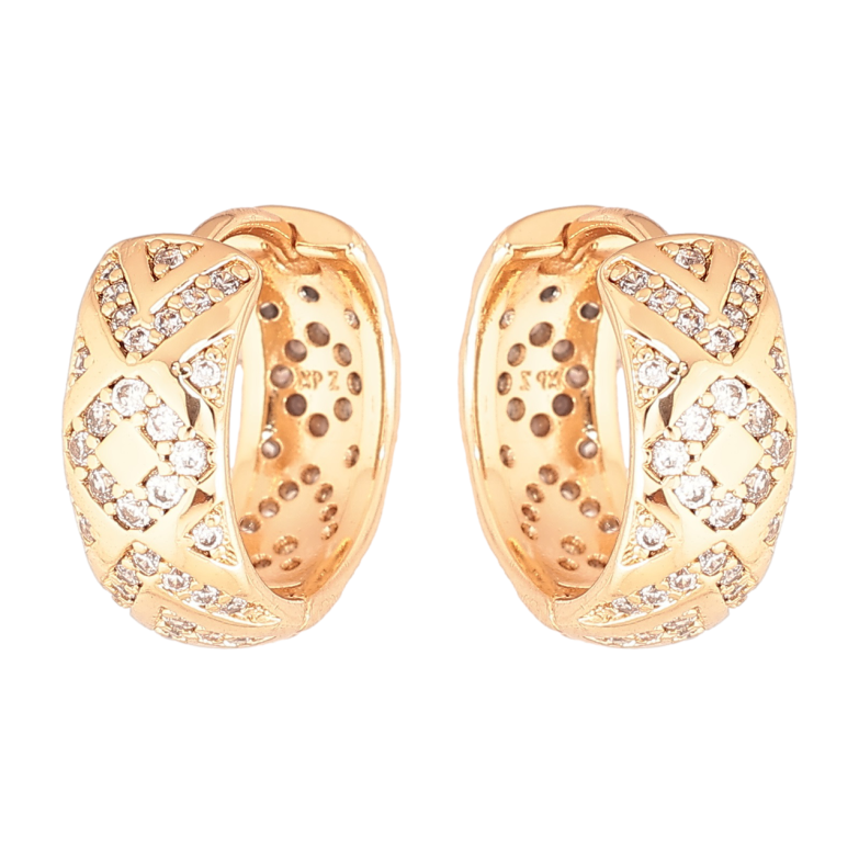 Сережки Xuping Позолота 18K колечка «Візерунок з кристалами» фото №5 Сережки Xuping Позолота 18K колечка «Візерунок з кристалами» фото №5