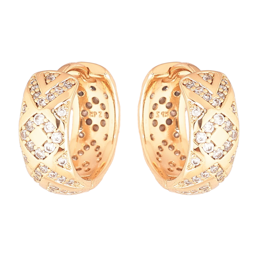 Серьги Xuping Позолота 18K колечки Узор с кристаллами фото №1