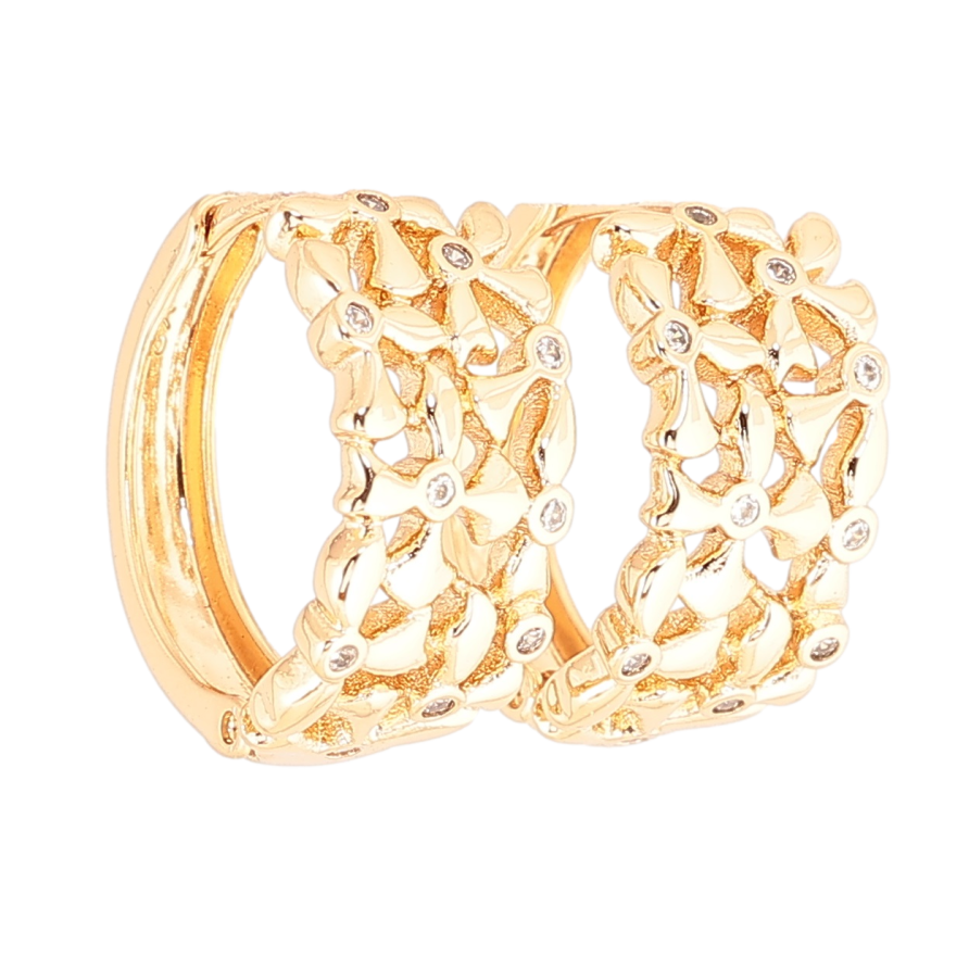 Серьги Xuping Позолота 18K колечки Декоративный узор с кристаллами фото №1