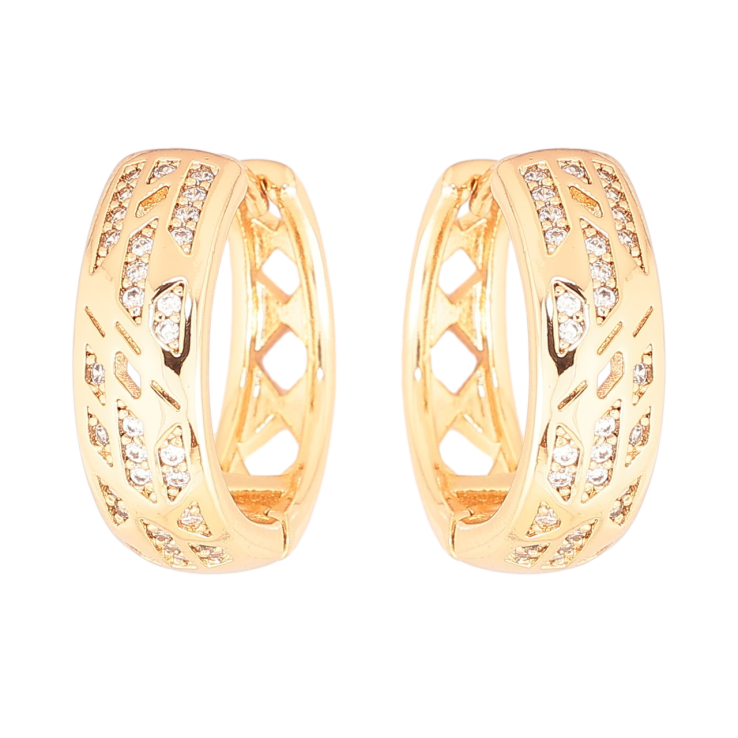 Серьги Xuping Позолота 18K колечки Декоративный узор с кристаллами фото №25