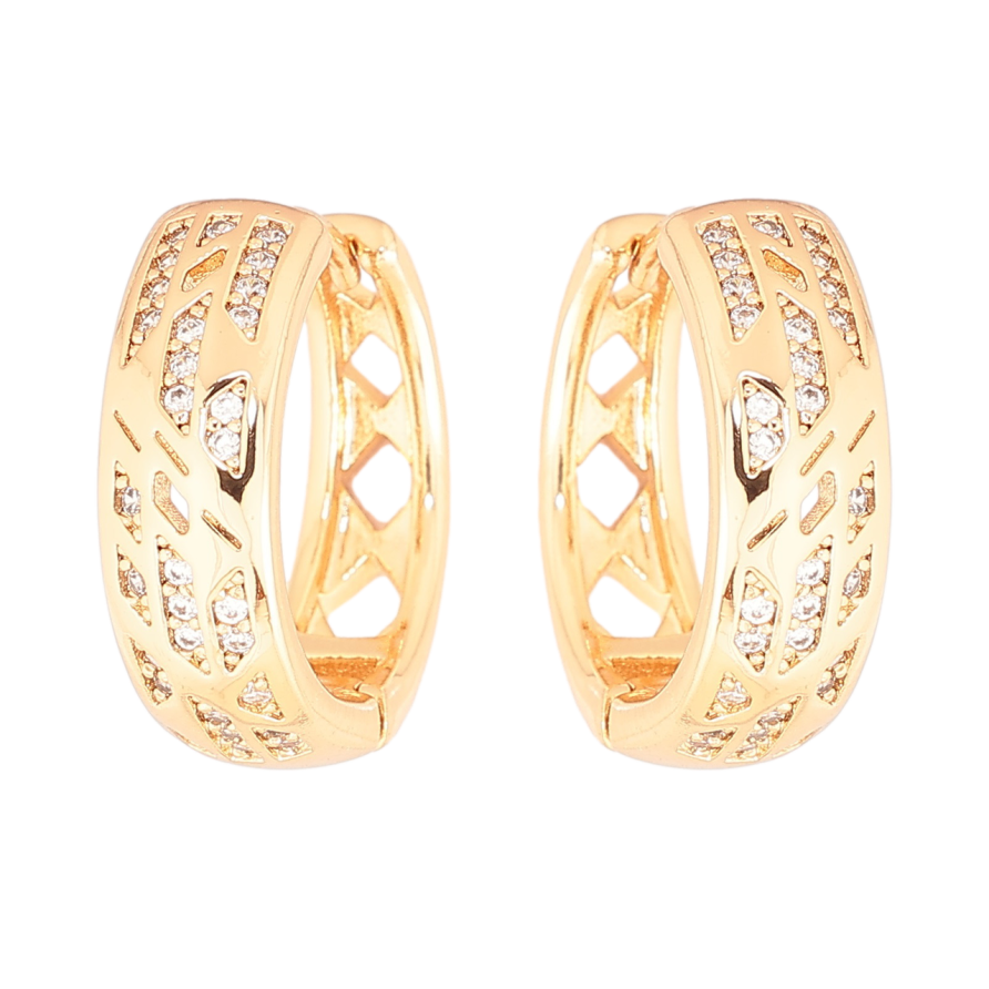 Серьги Xuping Позолота 18K колечки Декоративный узор с кристаллами фото №1