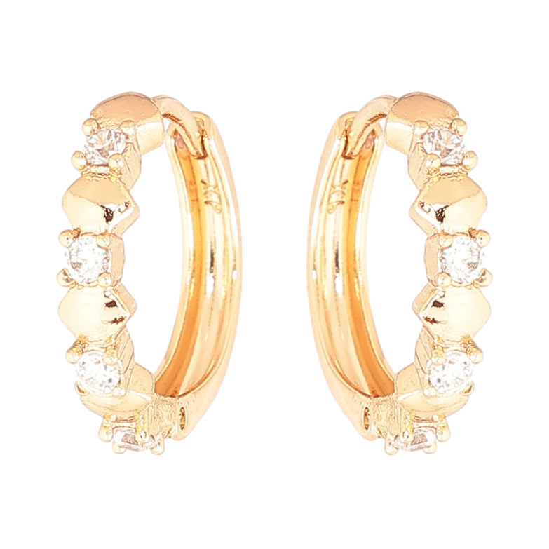 Сережки Xuping Позолота 18K колечка «Візерунок з кристалами» фото №1