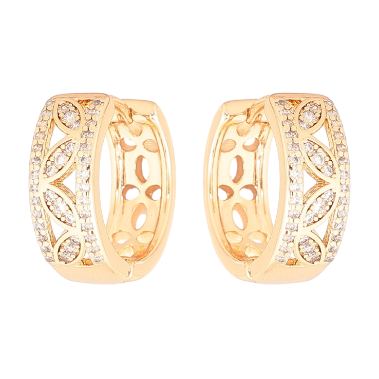 Серьги Xuping Позолота 18K колечки Узор с кристаллами фото №2